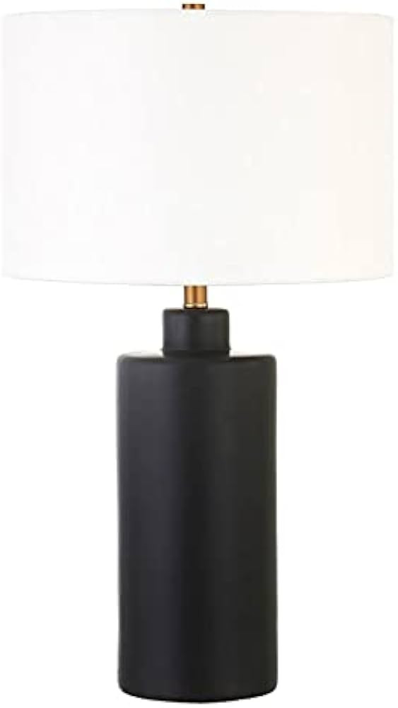 Carlina 25" Tall Ceramic Table Lamp with Fabric Shade in Matte Black/White | Amazon (US)