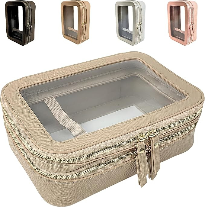 JAZD Clear Makeup Bag Organizer, Make Up Bag Cosmetic Bag, Toiletry Bag for Women Makeup Case, Tr... | Amazon (US)