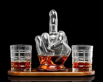 Middle Finger Whiskey Decanter Set - Unique & Funny Glass Container for Scotch, Tequila, Brandy, ... | Amazon (US)