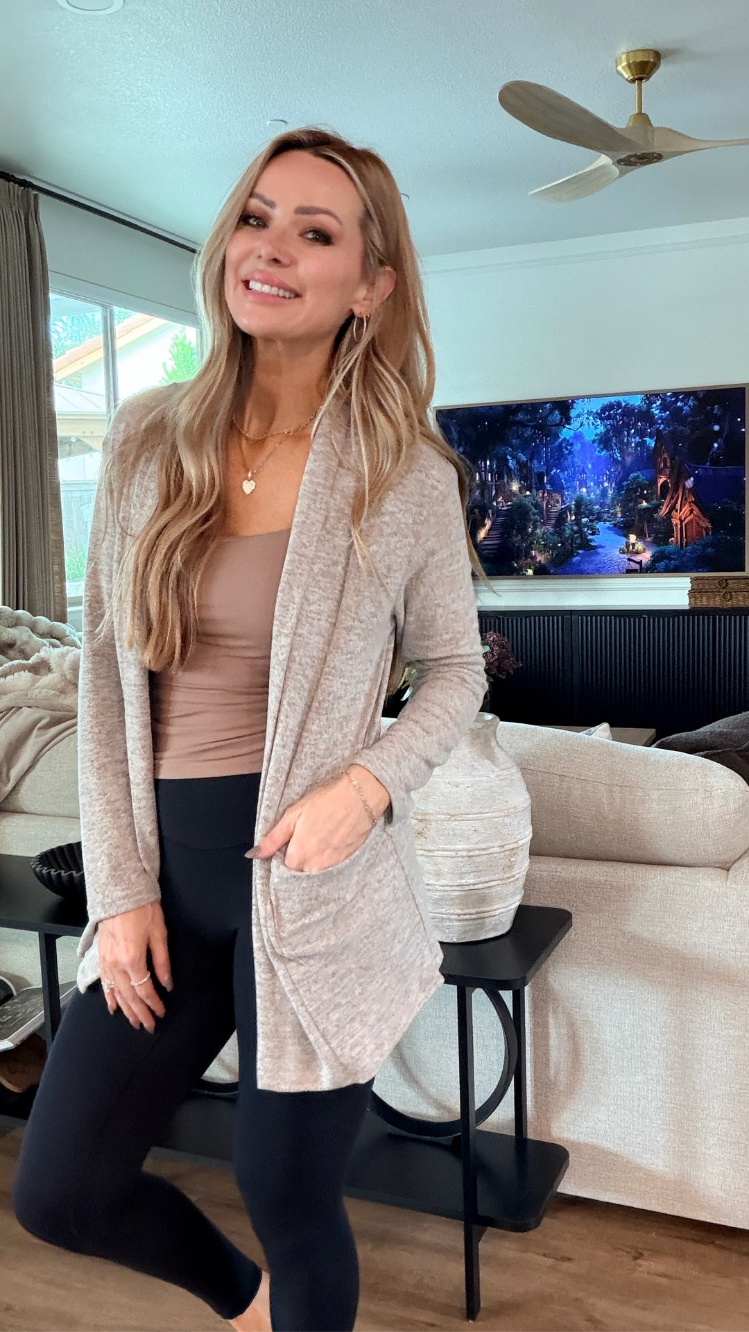 Insanely soft and stretchy lightweight cardigan on sale today on Amazon for under $20 wearing it with my favorite seamless front leggings from Amazon.

#LTKootd #LTKmomlife #LTKFindsUnder50