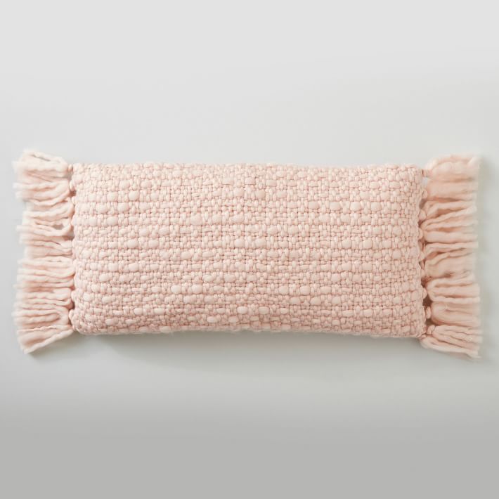 Chunky Yarn Pillow, 12x24, Natural Blush | Pottery Barn Teen