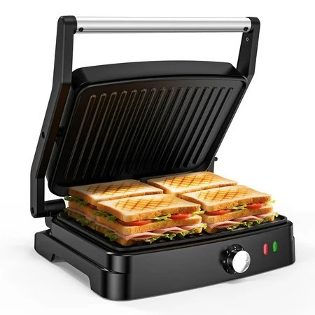 GPED Panini Press Sandwich Maker, 4 Slices Stainless Steel Panini Press Grill, Non-Stick Sandwich Press Maker with Removable Drip Tray for Any Thickness Sandwich, Burgers, Steak | Walmart (US)