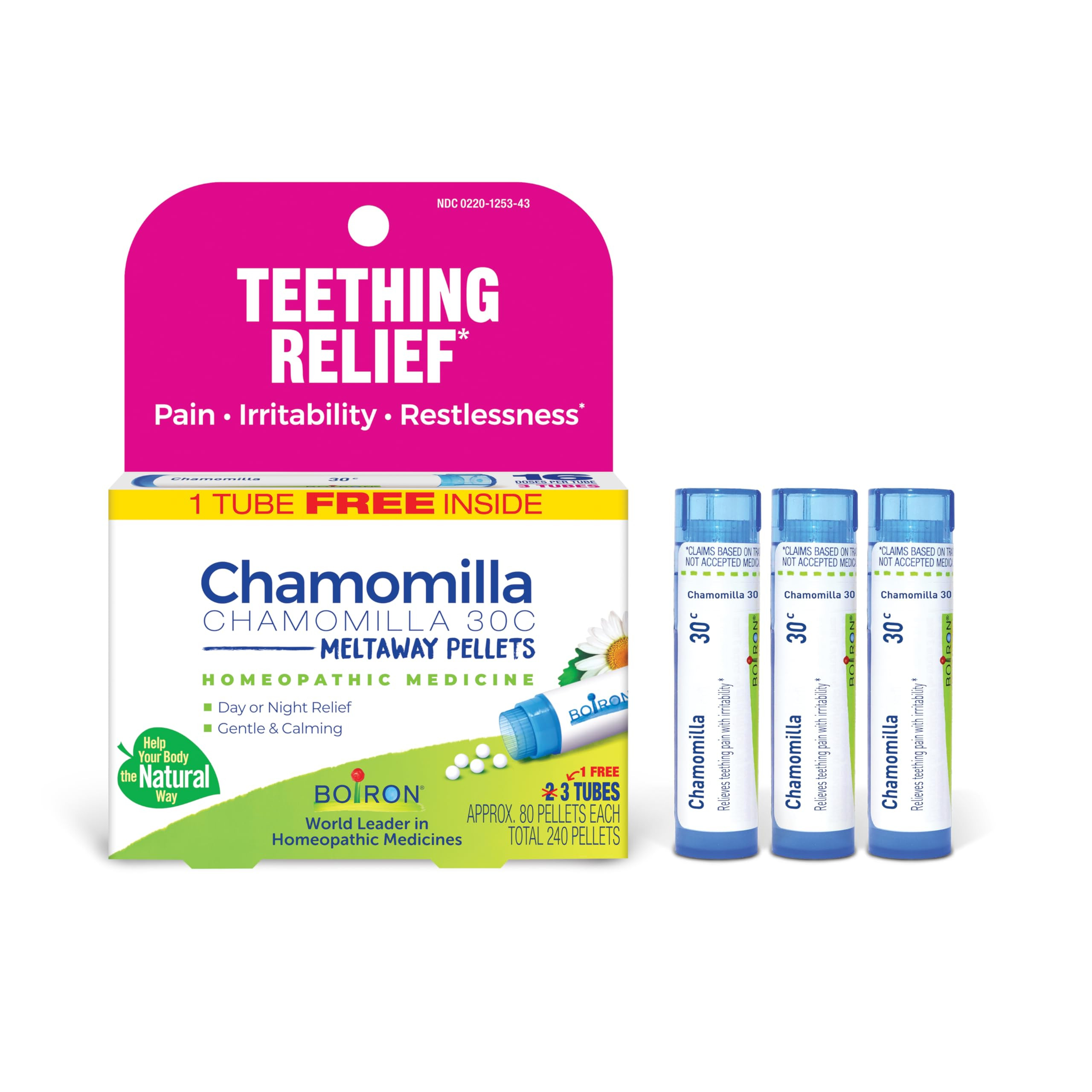Boiron Chamomilla 30C Homeopathic Medicine for Teething Relief, Pain, Irritability, and Restlessn... | Amazon (US)