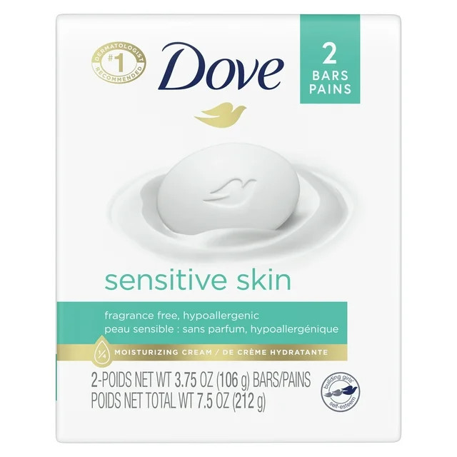 Dove Beauty Bar Sensitive Skin More Moisturizing Than Bar Soap, 3.75 oz, 2 Bars | Walmart (US)