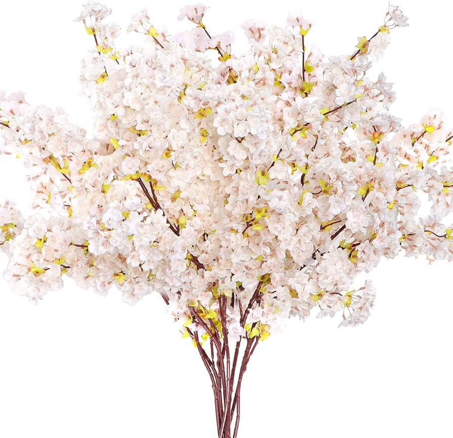 Giegxin Set of 8 Silk Cherry Blossom Branches Cherry Blossom Tree Stems Long Stem Artificial Flow... | Amazon (CA)