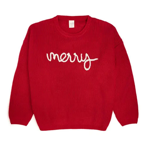 Sweet Wink Merry Christmas Yarn Knit Adult Sweater in Red at Nordstrom, Size X-Large | Nordstrom