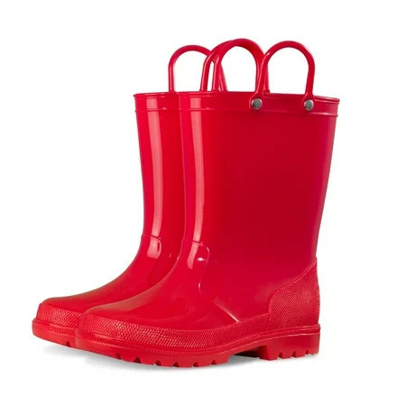 Kushyshoo Kids Rain Boots for Girls Boys Waterproof Rain Shoes with Easy On Handless Red Solid Boots Size 3 | Walmart (US)