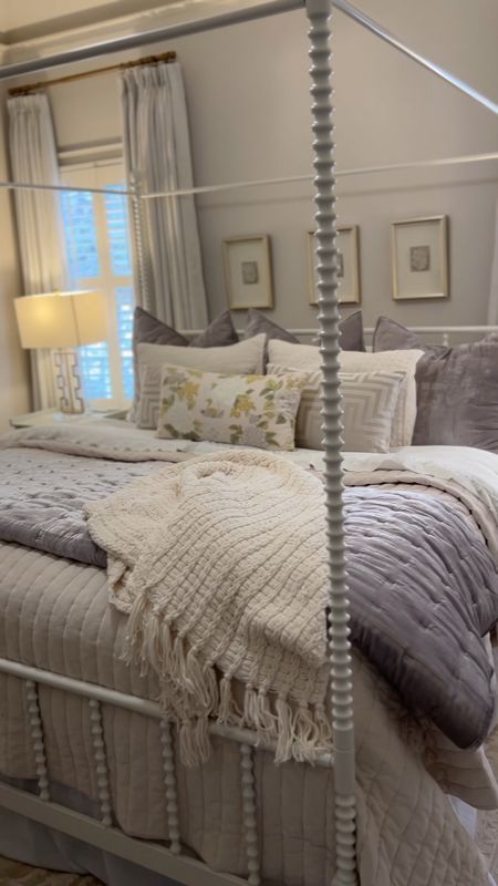 Guest bedroom, velvet, betting, floral pillows, felt it pillows, blackout drapes, pinch plate, drives Amazon, pinch, pleat, drapes, Amazon, pinch, pleat curtains, Amazon, bed, affordable, bed, white fourposter, bed canopy, bed, affordable furniture, affordable bedroom furniture 

#LTKhome #LTKstyletip #LTKunder100