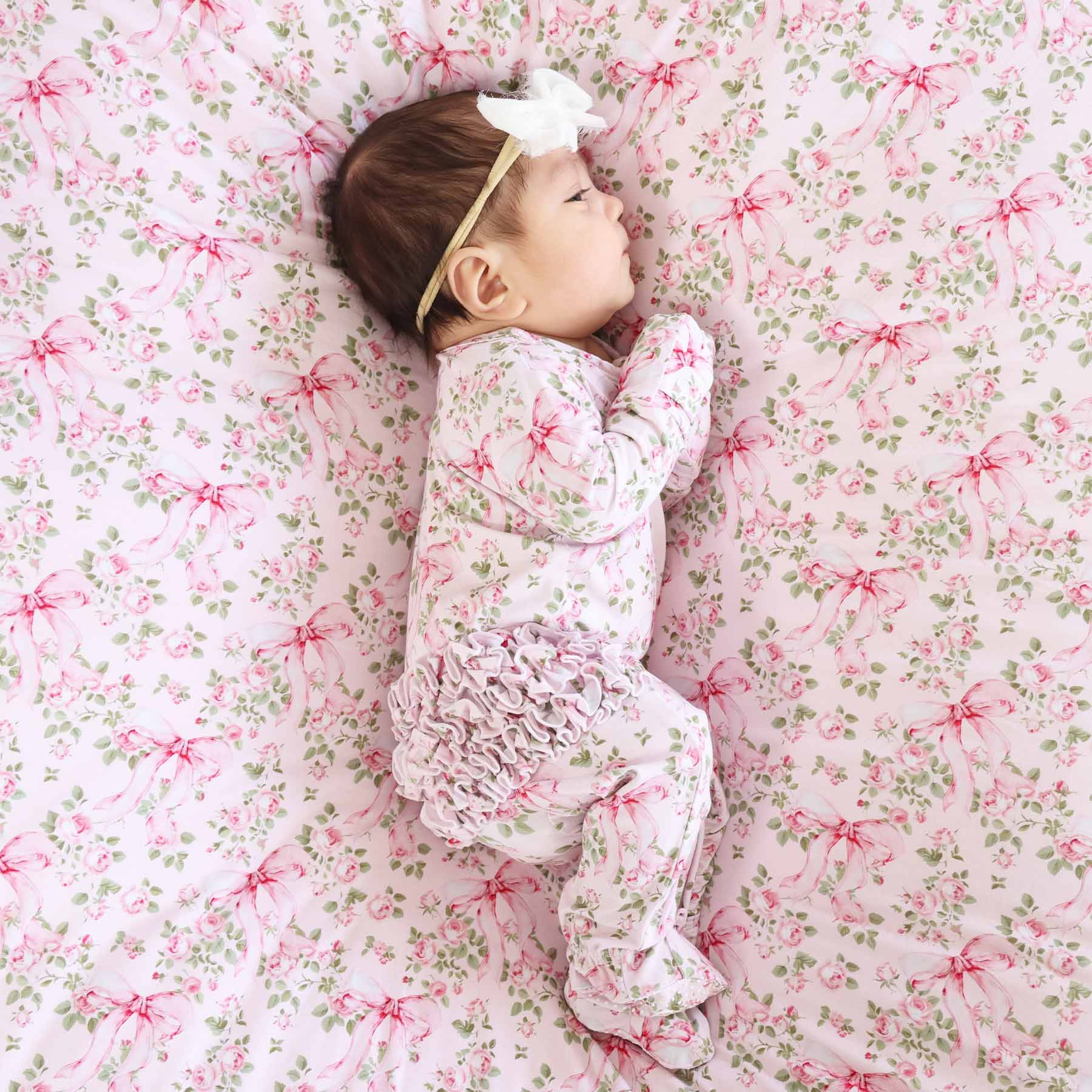 Bows in Bloom Ruffle Zipper Footie | Caden Lane