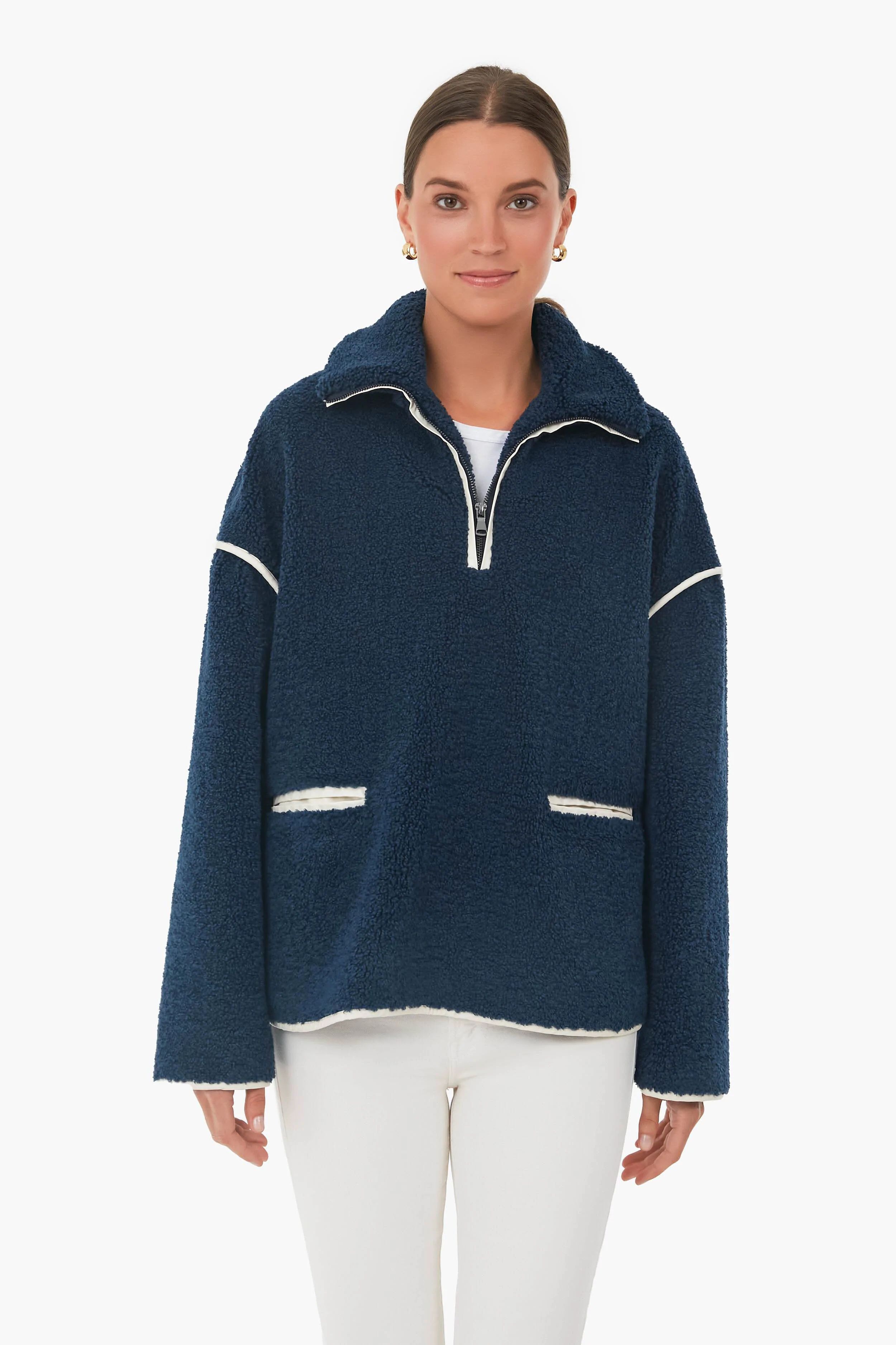 Navy Rhodes Shearling Quarter Zip | Tuckernuck (US)