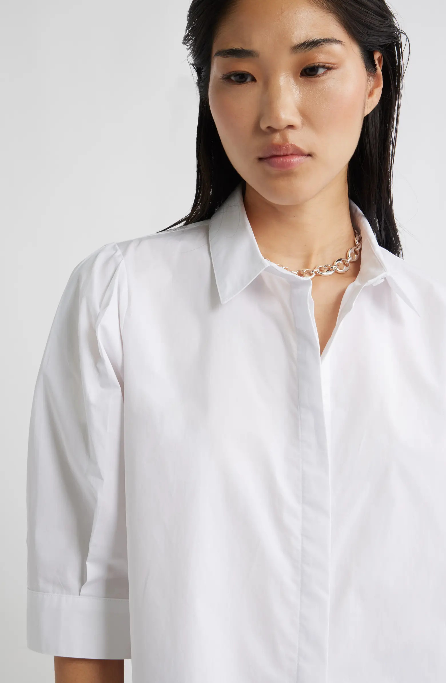 Nordstrom Crop Puff Sleeve Cotton Button-Up Shirt | Nordstrom | Nordstrom