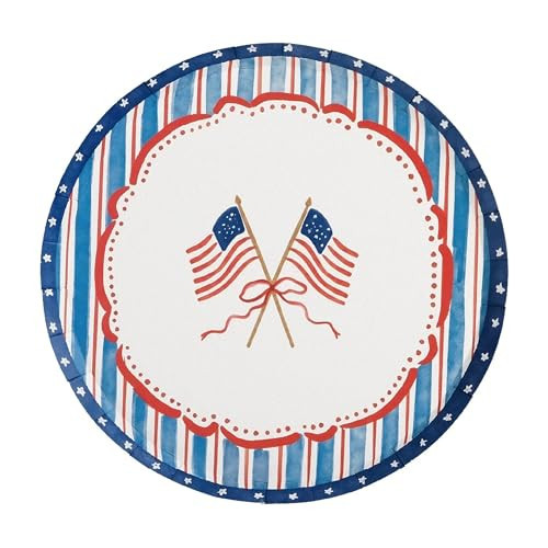 Gatherings by Curated Paperie 4th of July Flag Paper Dessert Plates, 8 Pack, 8.5 Inch Patriotic Party Plates for Independence Day, Memorial Day and Summer Celebrations | Amazon (US)