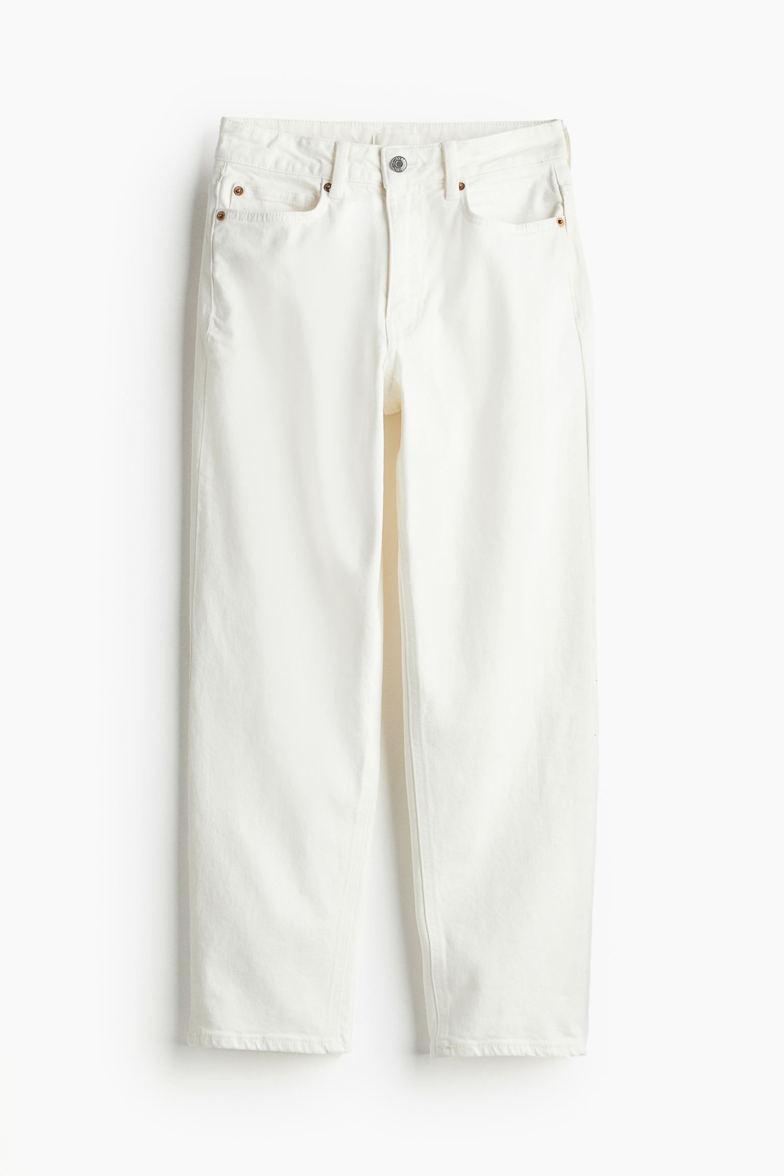 Slim Straight High Ankle Jeans - White - Ladies | H&M GB | H&M (UK, MY, IN, SG, PH, TW, HK)