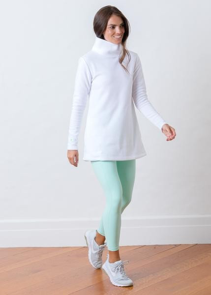 Cobble Hill Turtleneck in Terry Fleece (White) | Dudley Stephens