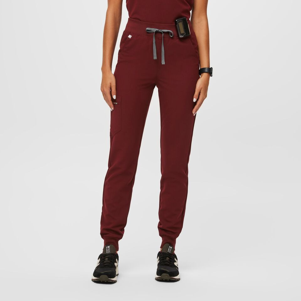 Women’s High Waisted Zamora Jogger Scrub Pants™ - Burgundy · FIGS | FIGS