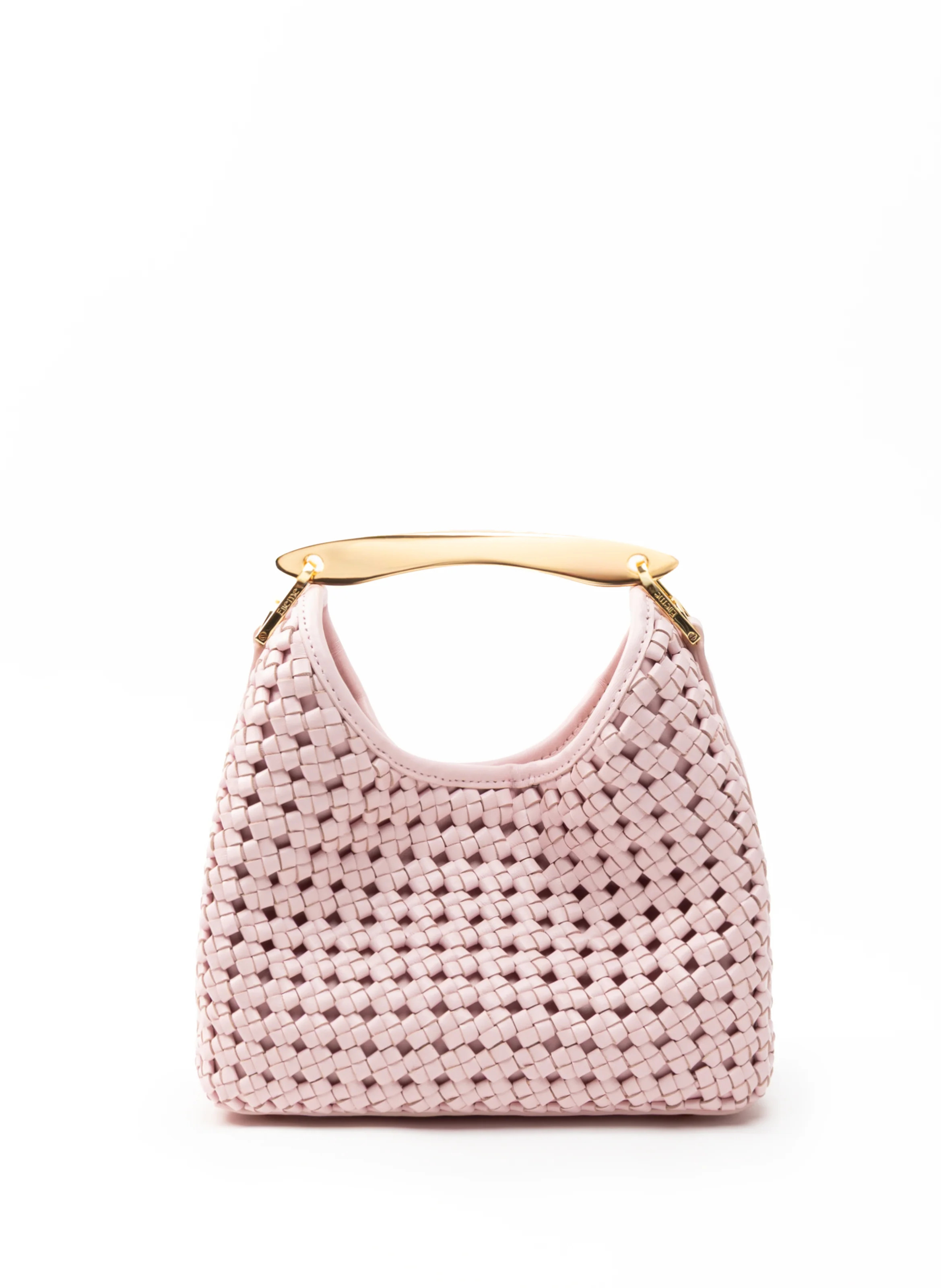 Small Boomerang Woven Leather Pink - Woven Handbags for Women - Elleme | Elleme
