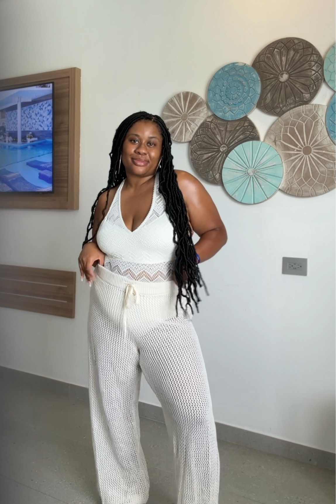 Buy one get one half off swimwear happening now! 

This crotchet swimsuit and coverup come with me for every vacation! I always get tons of compliments on them and it comes in more colors! 

If you’re inbetween sizes, size down in the one piece swimsuit! Beach sandals are true to size! 

#swimwear #swimsuit #onepieceswim #womensswimwear #coverups 

#LTKSaleAlert #LTKTravel #LTKMostLoved