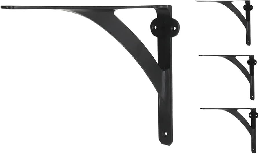 [Set of 4] Black Iron Shelf Brackets for 8", 10", 12" Shelves- Black Powder Coat Finish- 9.88" x ... | Amazon (US)