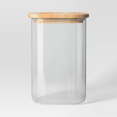 Glass Square Food Storage Canister with Wood Lid - Threshold™ | Target