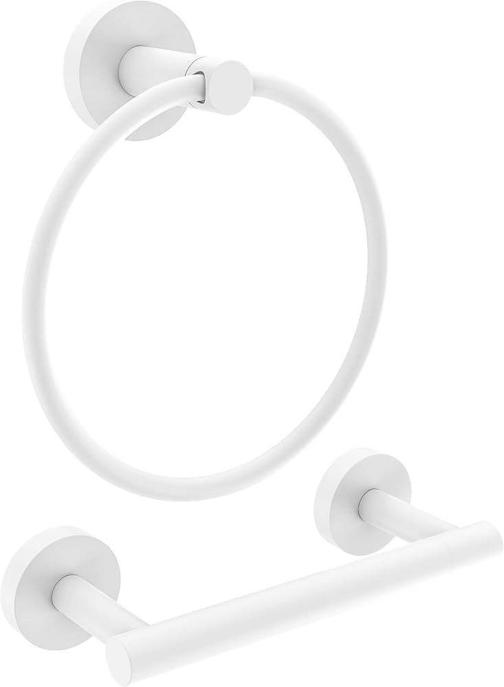 RARXTR White Toilet Paper Holder & Towel Ring SUS304 Stainless Steel 2pc Bathroom Hardware Set wi... | Amazon (US)