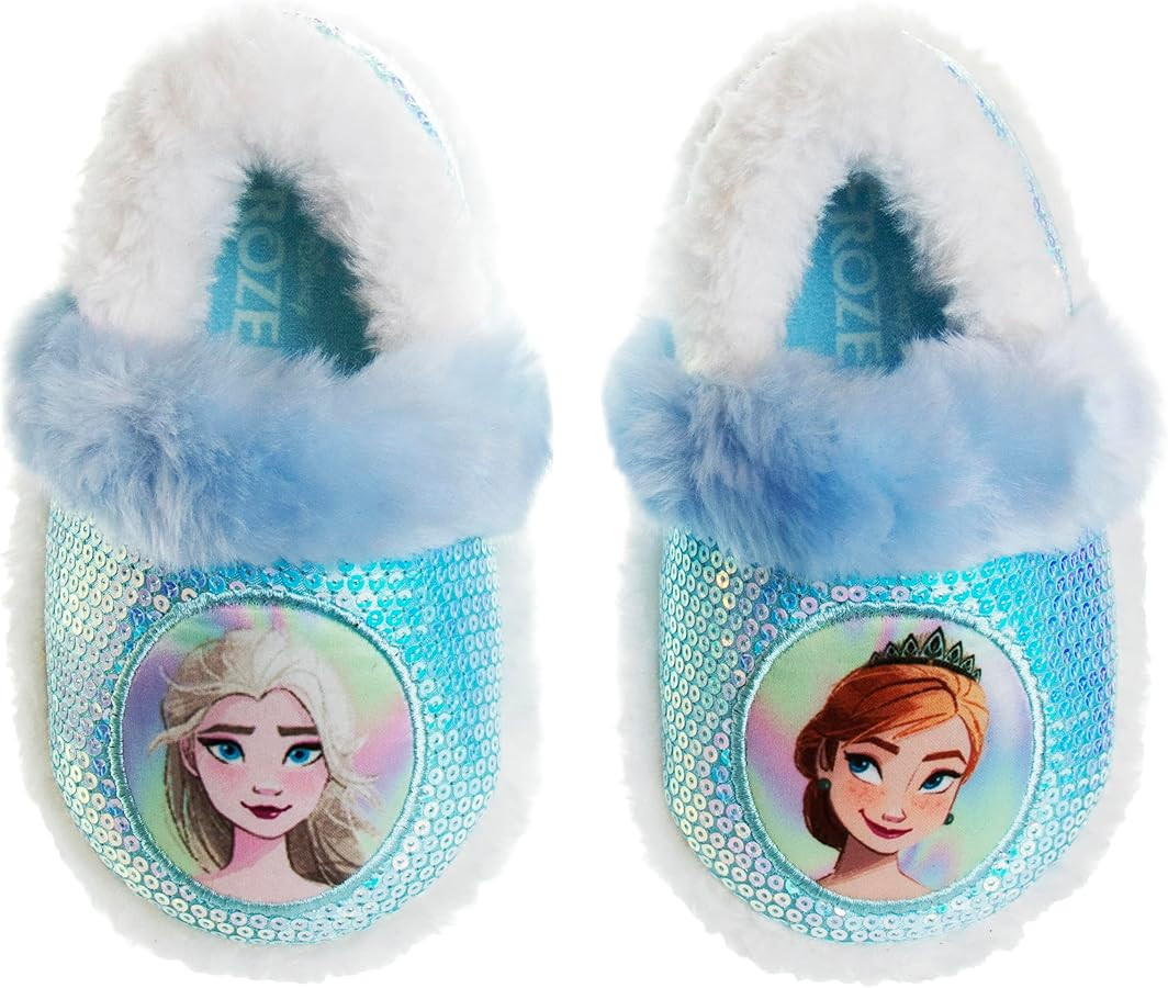 Disney Frozen Elsa and Anna Girls Slippers - Plush Non-Slip Comfy Fluffy Lightweight Warm Comfort... | Amazon (US)