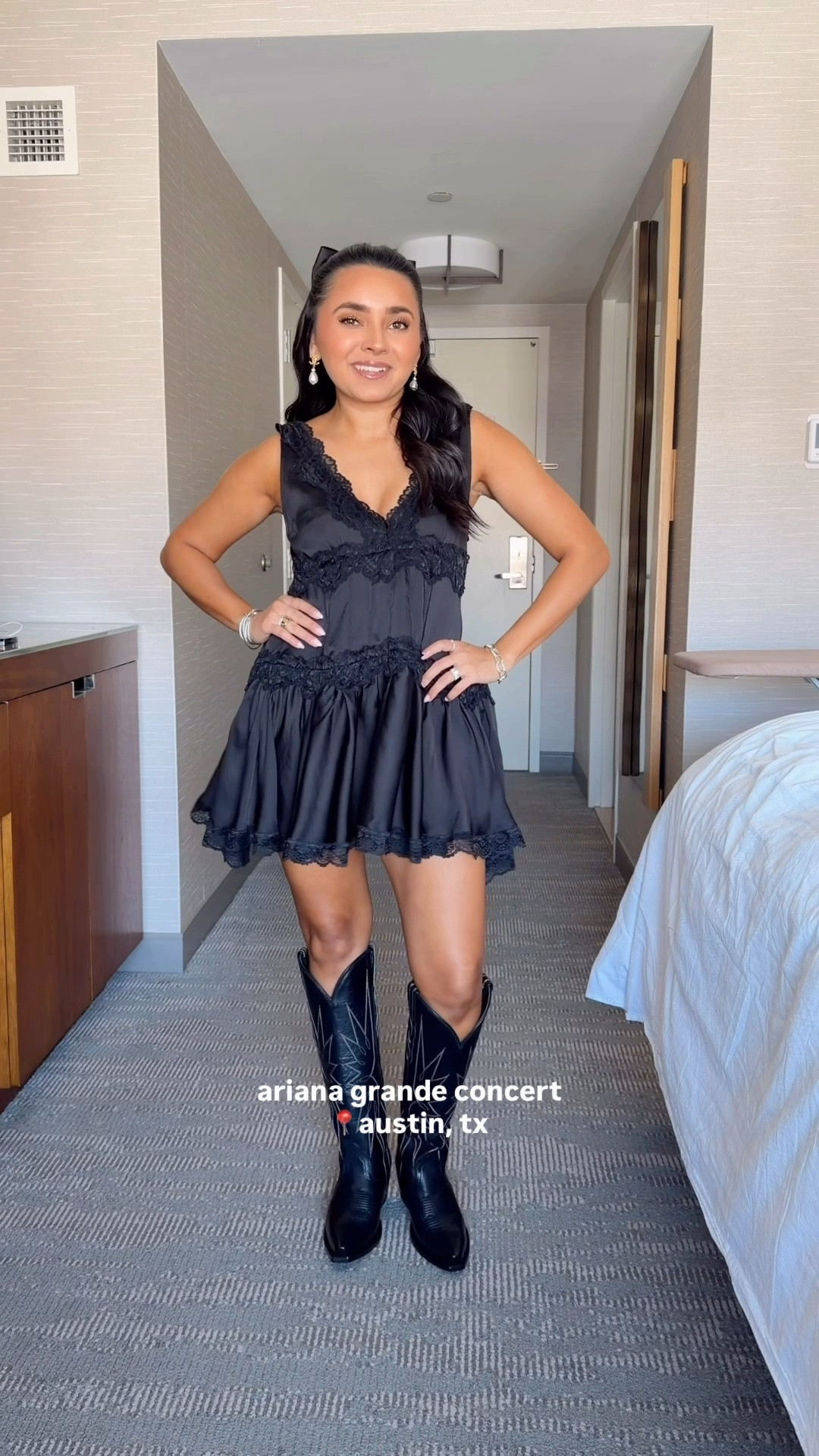 Ariana Grande Concert! 
Dress size xs TTS - used my Stitchy to shorten the straps
Black cowgirl boots size 5.5 TTS

#LTKootd #LTKgrwm #LTKPetite