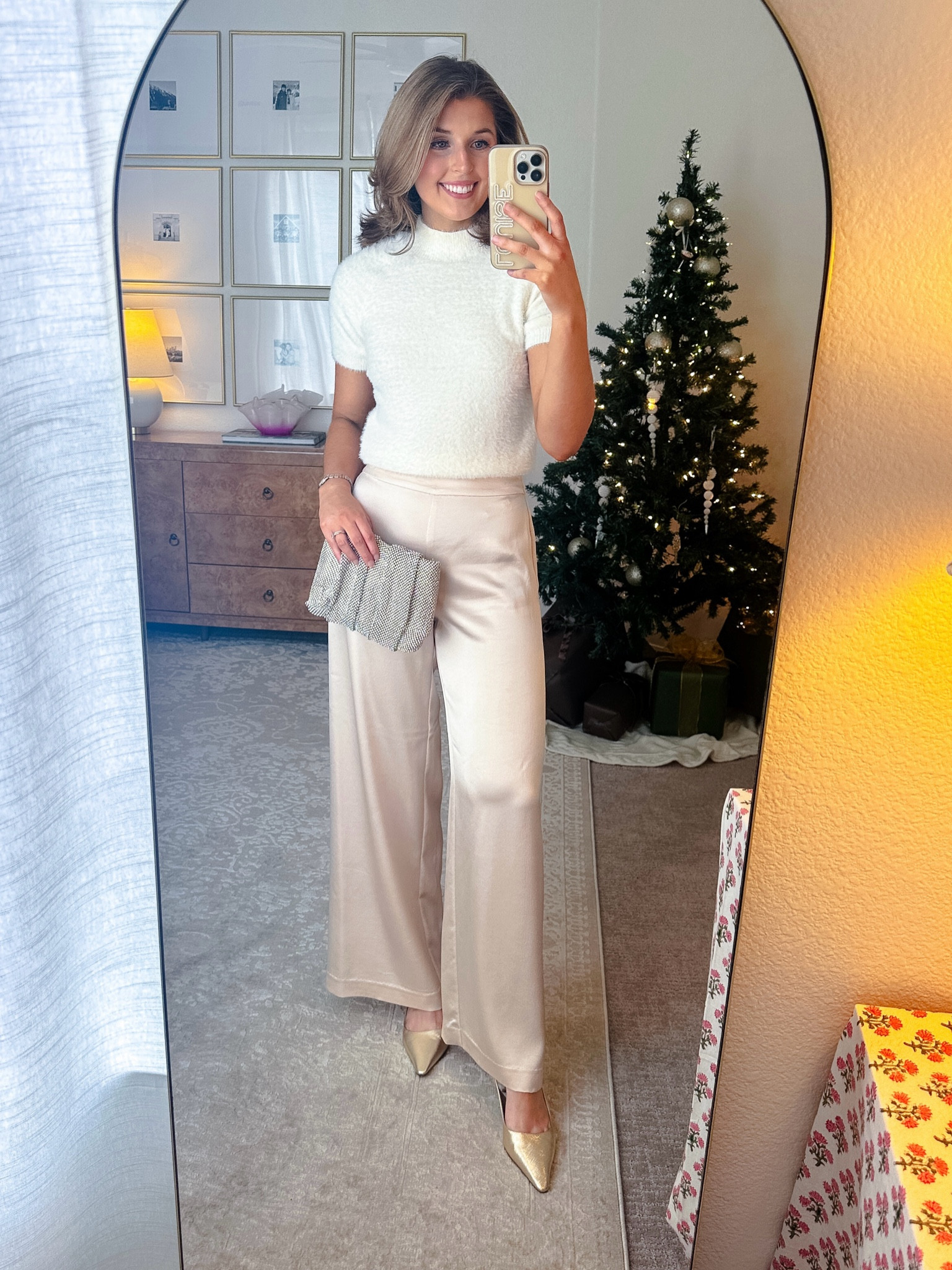 Winter white outfit idea! Wearing an XS in pants , exact sweater sold out at Anthro but linked similar 

#LTKHoliday #LTKWedding
