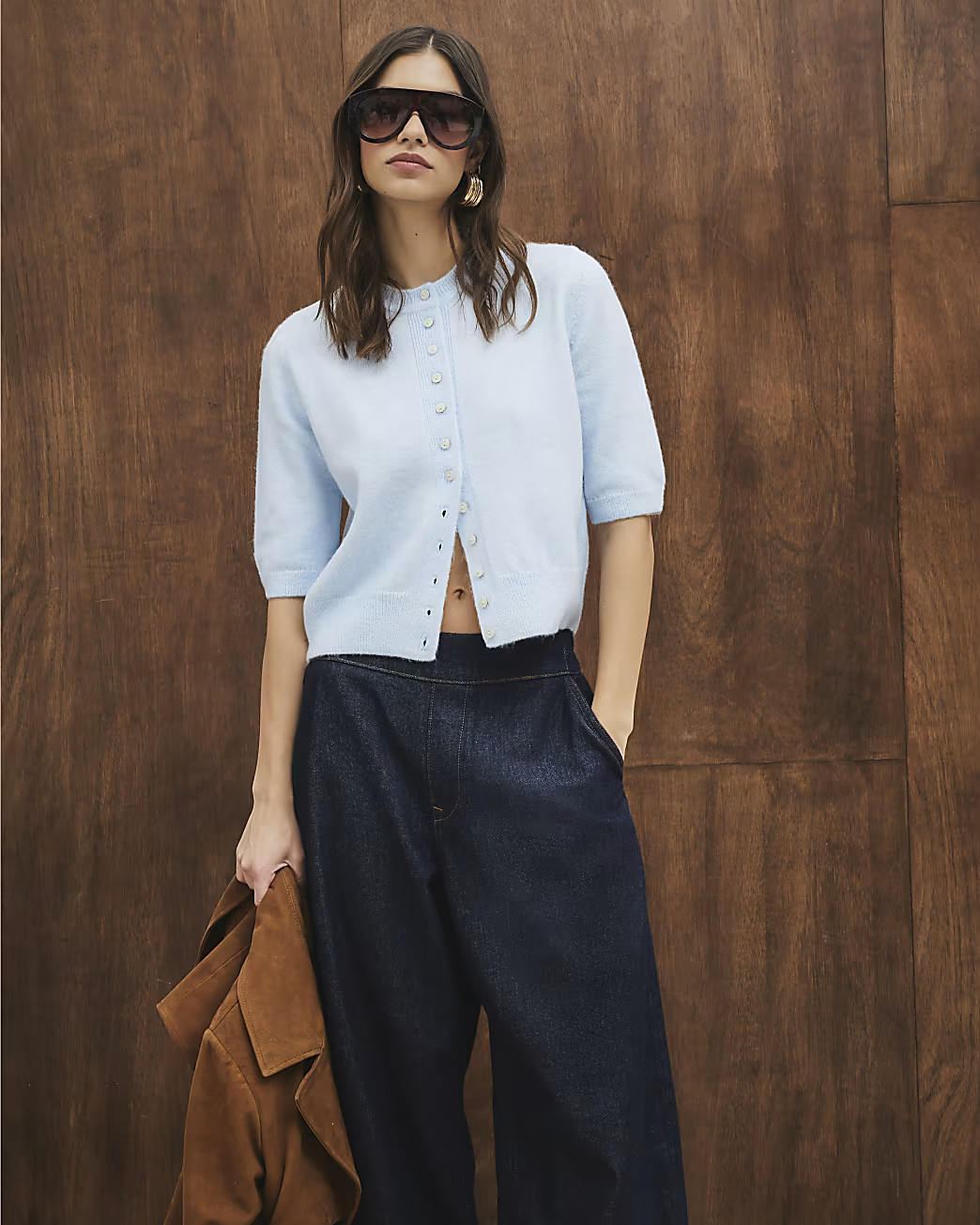 Blue Short Sleeve Button Cardigan | River Island UK & IE