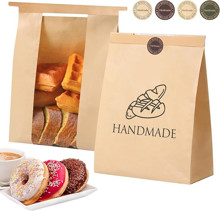 45 Pack Paper Bread Bags for Homemade Baking - Tin Tie Tab Lock Sourdough Bag, Large Loaf Packagi... | Amazon (US)