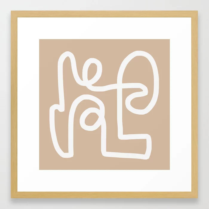 beige squiggle Framed Art Print | Society6