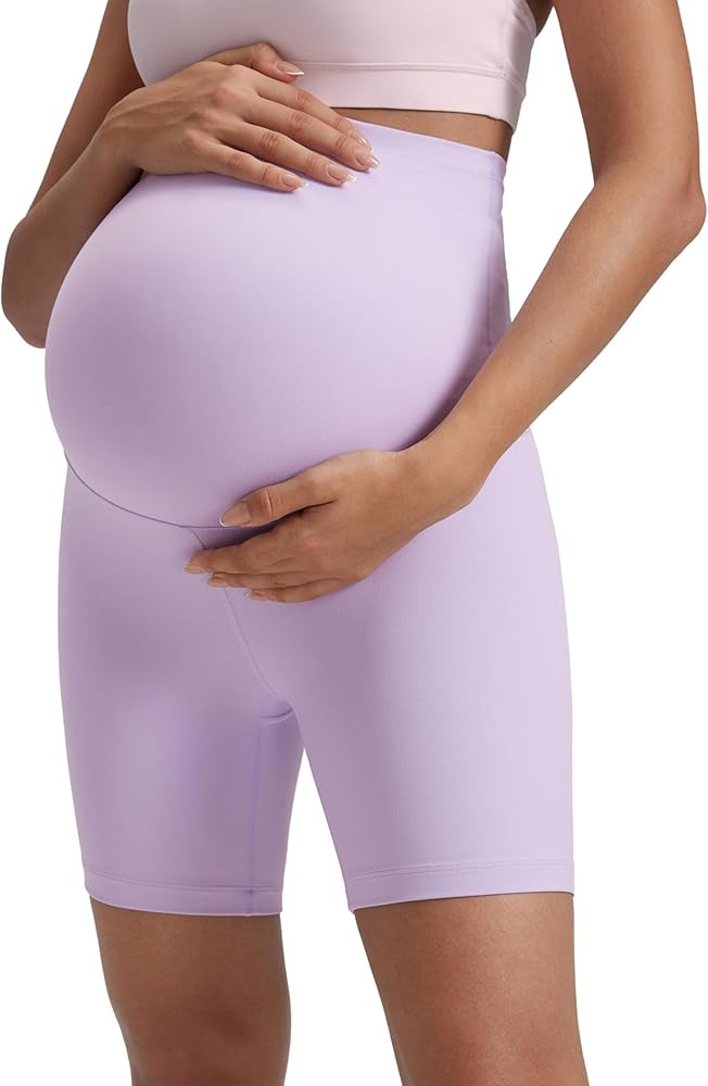 CRZ YOGA Butterluxe Maternity Biker Shorts 6" - Over The Belly Pregnancy Yoga Workout Womens Acti... | Amazon (US)