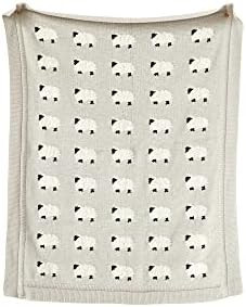 Creative Co-Op Cotton Knit Baby Blanket with Sheep, 40" L x 32" W, Grey : Baby | Amazon (US)