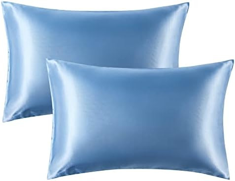 Bedsure Satin Pillowcases Standard Set of 2 - Airy Blue Pillow Cases for Hair and Skin 20x26 inches, | Amazon (US)