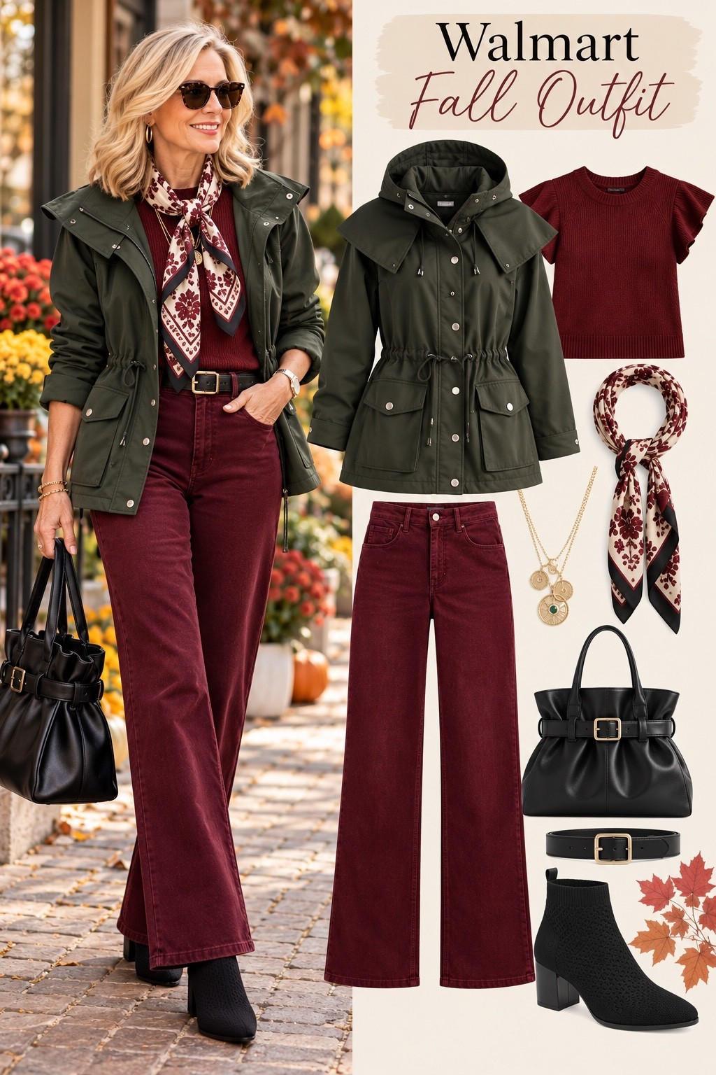 🍂 Walmart Fall Style 🍂

This outfit is giving polished, pulled-together fall without the high price tag. I love the rich burgundy pants paired with the olive utility jacket, printed scarf and black accessories — such an easy way to add color while still keeping it classic.

Everything is from Walmart and linked here in my LTK. 🛍️

#WalmartFashion #FallOutfit #Over60Style #MatureStyle #LTKOver60

#LTKootd #LTKgrwm #LTKOver40