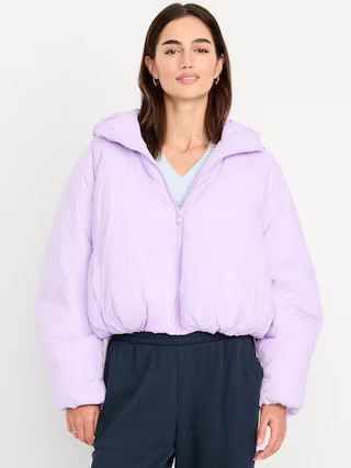 Water-Resistant Bubble-Hem Hooded Puffer Jacket | Old Navy (US)