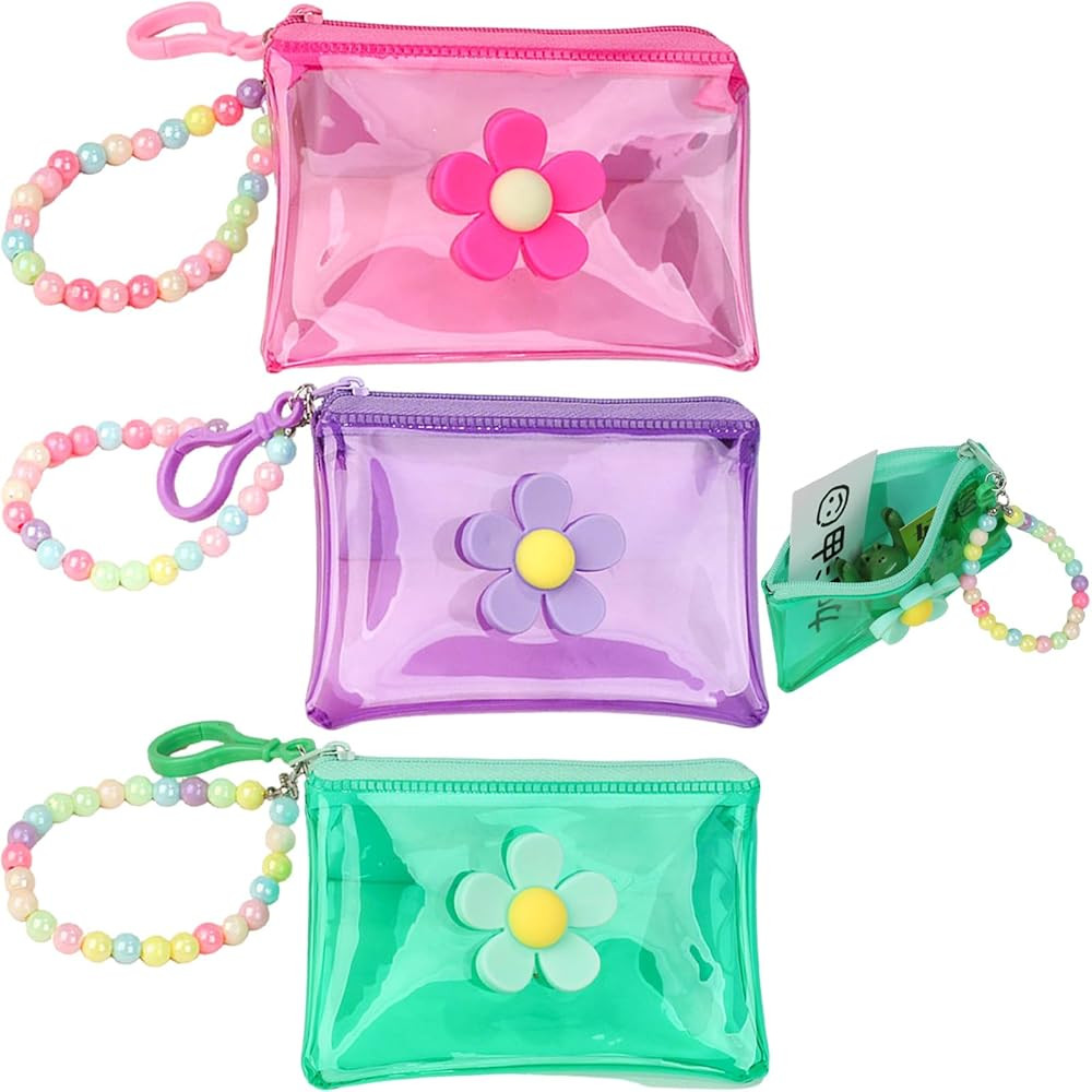 3 Pcs Transparent Cute Mini Zipper Wallet Change Purses Money Bags Women Coin Purse Colored Holde... | Amazon (US)