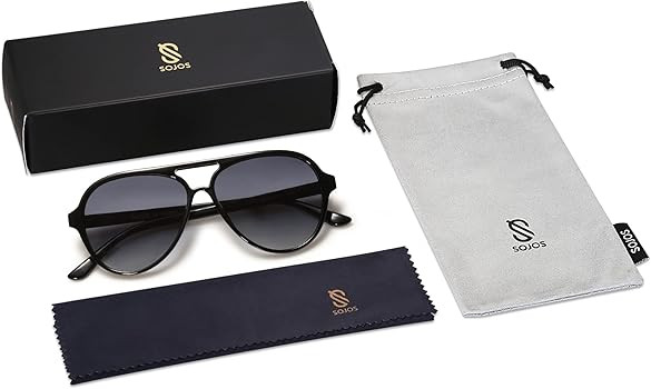 SOJOS Retro Polarized Aviator Sunglasses Womens Mens Classic Double Bridge Sun Glasses SJ2201 | Amazon (US)