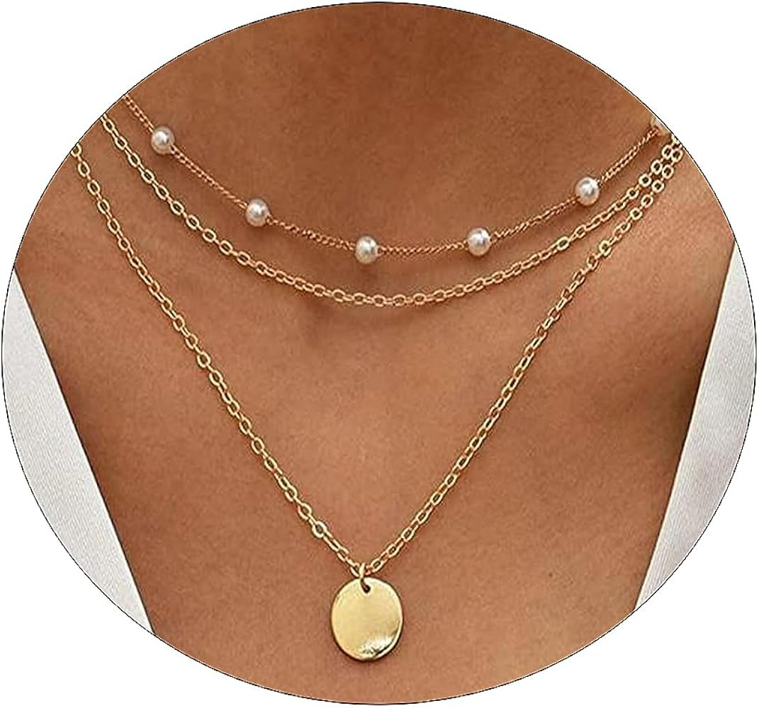 ASCOMY Layered Necklaces for Women, Dainty Gold Necklace 14K Gold Plated Herringbone Necklace for... | Amazon (US)