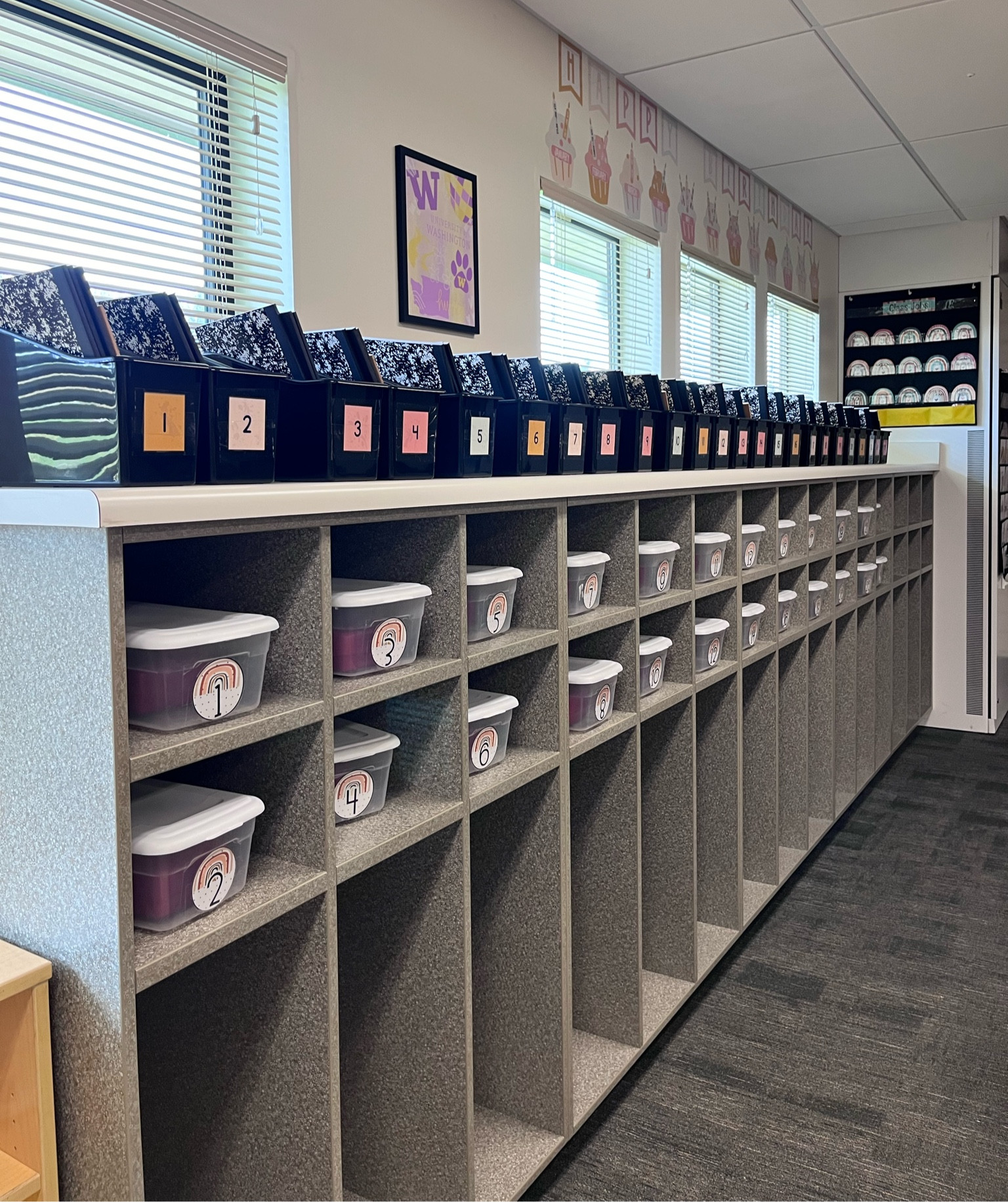 Student cubby area has some of my favorite organizational hacks that keep my kids organized! 