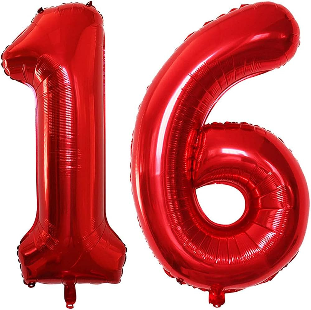 GOER Number 16 Balloons for 16th Birthday Sweet 16 Party Decorations,42 Inch Jumbo Foil Helium 61 Balloons for 61st Birthday Party Decoration (Red) | Amazon (US)