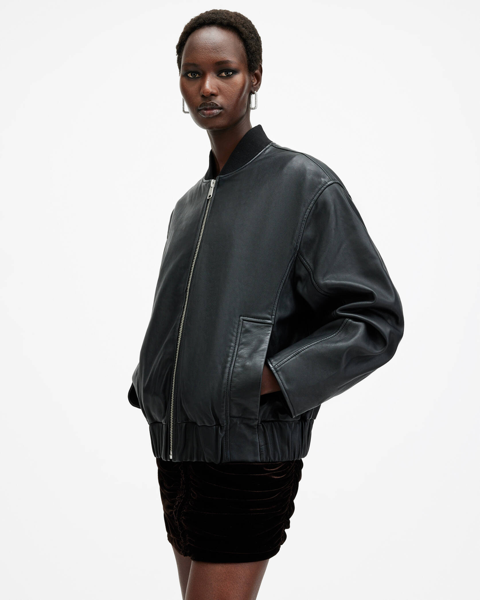 Yara Relaxed Fit Leather Bomber Jacket | AllSaints UK