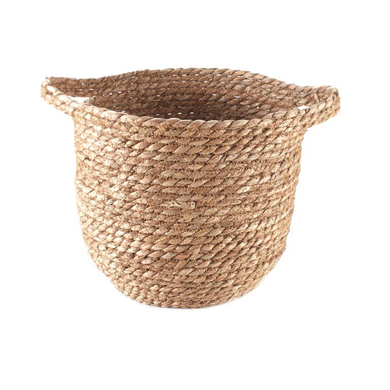 Woven Grass Storage Basket with Carrying Handles - Farmhouse Organization Accent | Walmart (US)