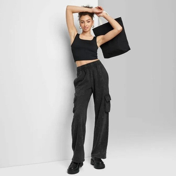 Wild Fable Women's High-Rise Wide Leg Cargo Pants - Black Wash | Poshmark