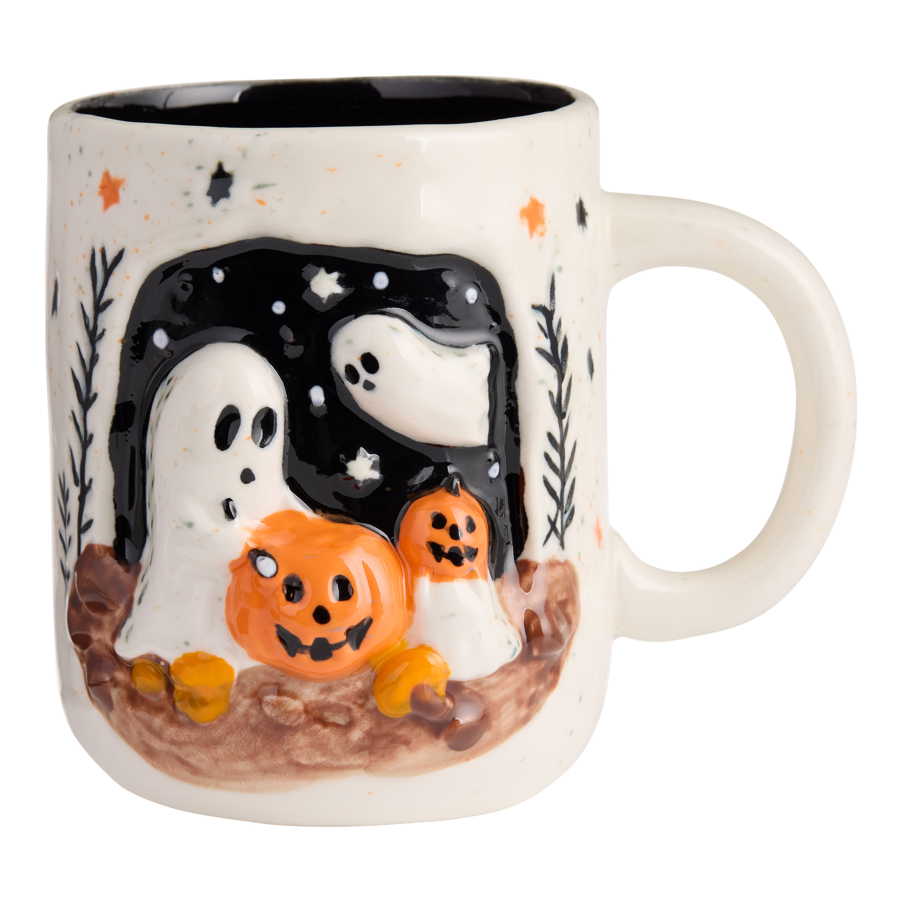 Speckled Cream Friendly Ghost Scene Hand Painted Ceramic Mug | World Market