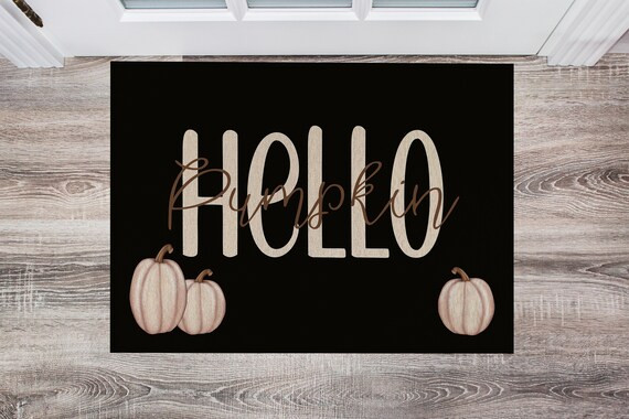 Hello Pumpkin Door Mat | Fancy Autumn Mat | Indoor Outdoor Door Mat | Cute Fall Doormat | Pumpkin... | Etsy (US)