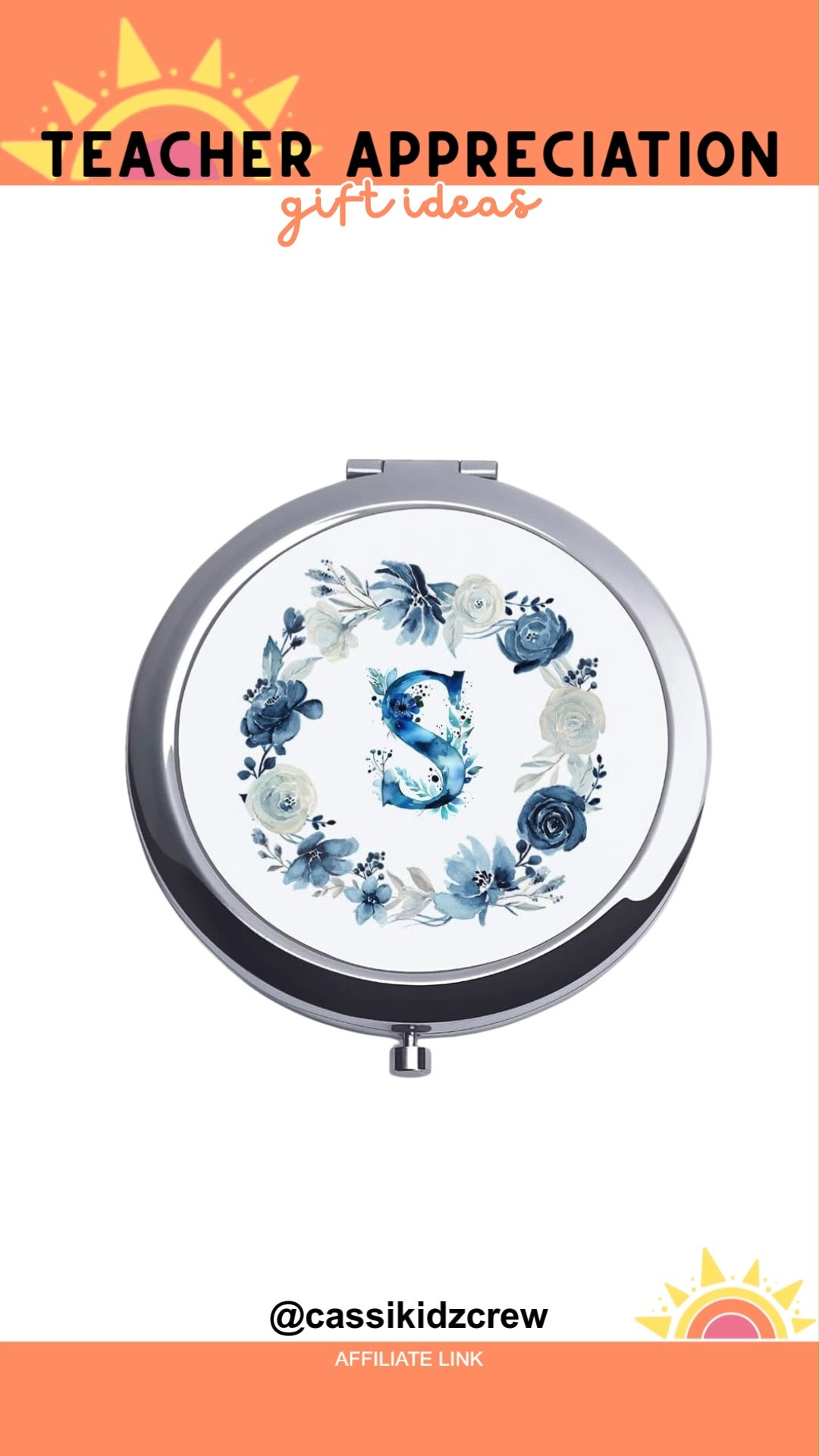 Floral monogram compact mirrors bring charm and gratitude together for teacher appreciation. A stylish gift that blends practicality with inspiration while celebrating educators in a thoughtful way. 🌸🍎✨  
#TeacherGifts #TeacherAppreciation #CompactMirror #GiftIdeas #ThankYouTeacher #BackToSchool #ClassroomStyle #TeachingLife #EducatorLove #CuteAccessories 

 #LTKdayinmylife #LTKSaleAlert #LTKBeauty