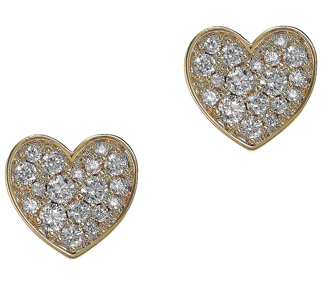 Diamonique x Bronzo Italia Heart Shape Stud Earrings | QVC