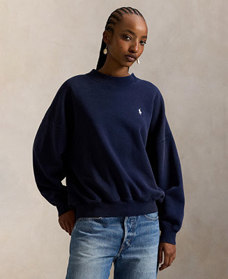 Polo Ralph Lauren Women's Oversized Back-Logo Crew Neck Top - Macy's | Macy's