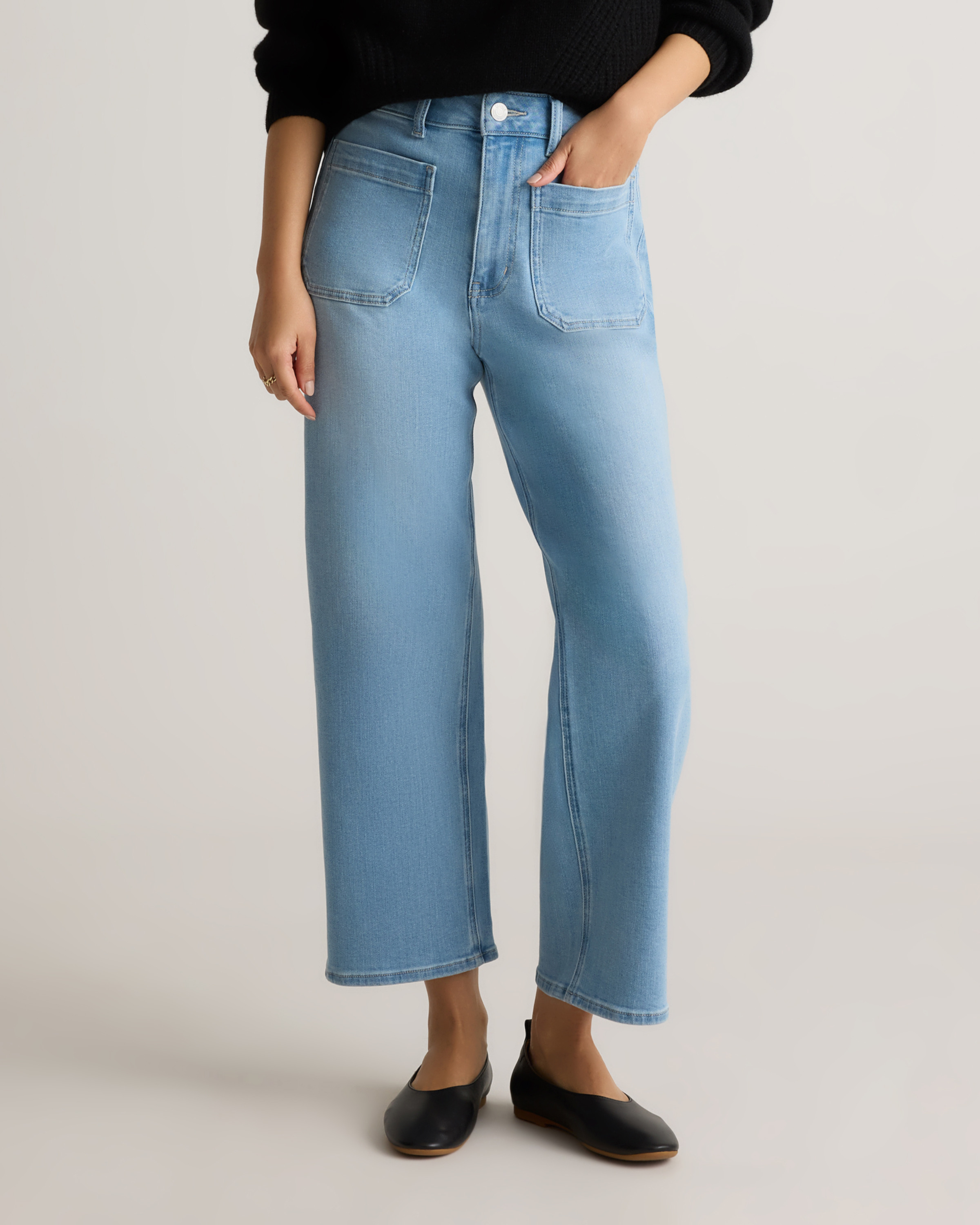 Bella Stretch Patch Pocket Wide Leg Jeans | Quince