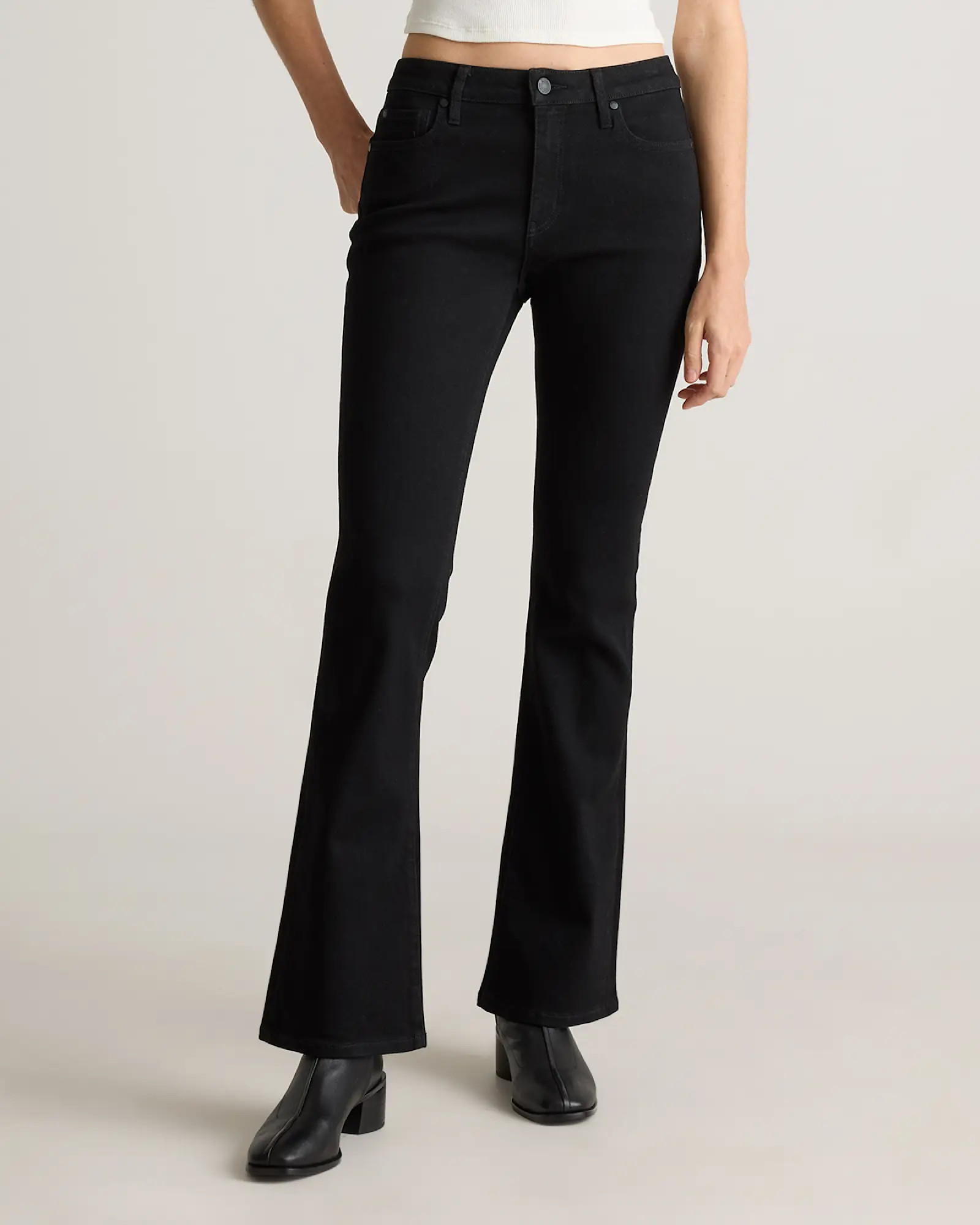 Luna Stretch Flare Jeans in Black | Quince